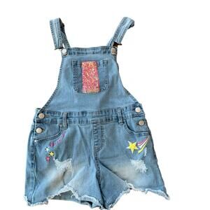Jordache Girls Denim Overall Shorts with Embroidery - Size 10-12